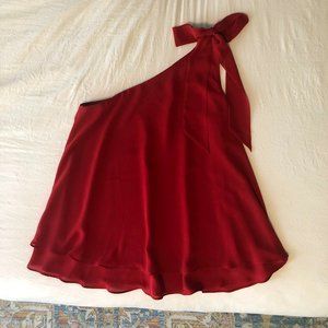 INC Red One Shoulder w/Bow Layered Blouse Size 6